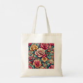 Kleurrijke bloemen winkelen canvas tas (Achterkant)