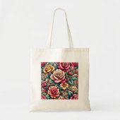 Kleurrijke bloemen winkelen canvas tas (Voorkant)