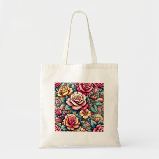 Kleurrijke bloemen winkelen canvas tas (Voorkant)