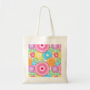 Kleurrijke  bloemen witte achtergrond tote bag