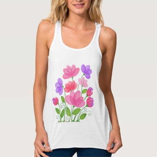 Kleurrijke bloemen wrap tanktop (Voorkant)