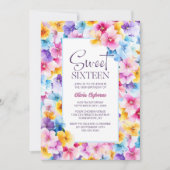 Kleurrijke Bloemen Zoet 16e Verjaardagsfeest Kaart (Voorkant)