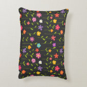 Kleurrijke bloemen zwart accent kussen (Achterkant (Verticaal))