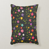 Kleurrijke bloemen zwart accent kussen (Voorkant(Verticaal))