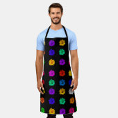 Kleurrijke Bloemen Zwart Boho Bloemendesign Sjablo Schort (Gedragen)