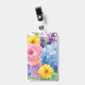 Kleurrijke bloemenaarbadge | badge (Voorzijde met clip)