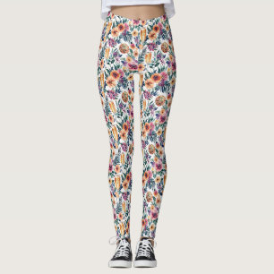 Kleurrijke bloemenaquarel met champagne leggings