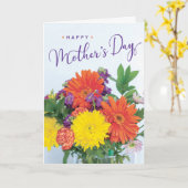 Kleurrijke Bloemenarrangement Happy Moederdag Kaart (Gele Bloem)