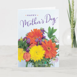Kleurrijke Bloemenarrangement Happy Moederdag Kaart