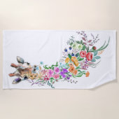 Kleurrijke bloemenboeket Giraffe strandlaken (Voorkant)