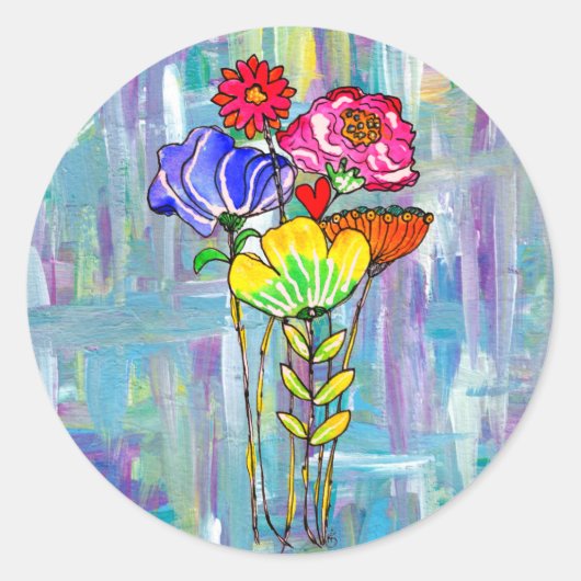 Kleurrijke bloemenboeket Stickers (Voorkant)