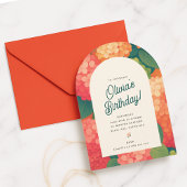 Kleurrijke Bloemenboog Verjaardag Uitnodiging