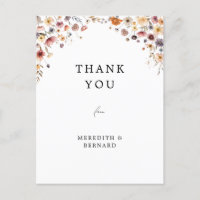 Kleurrijke bloemenbruiloft Dank u Briefkaart