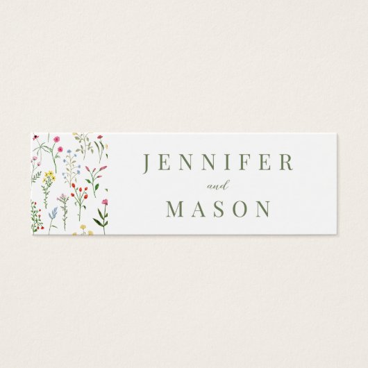 Kleurrijke bloemenbruiloft QR register invoegen ka Mini Visitekaartjes (Voorkant)