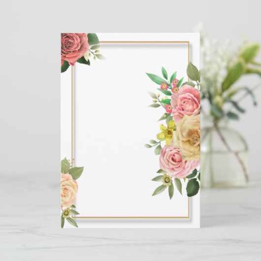 Kleurrijke bloemenbruiloft uitnodiging sjabloon (Staand voorkant)