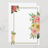 Kleurrijke bloemenbruiloft uitnodiging sjabloon (Voorkant / Achterkant)