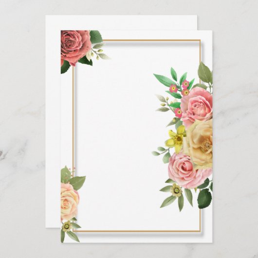 Kleurrijke bloemenbruiloft uitnodiging sjabloon (Voorkant / Achterkant)