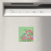 Kleurrijke bloemencharme + aangepaste naam magneet (Insitu (Vaatwasser))