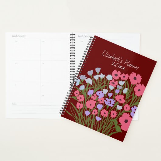 Kleurrijke  bloemencharme + aangepaste naam planner (Display)