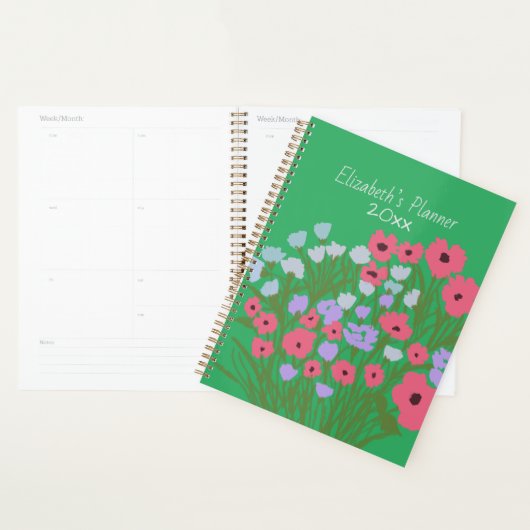 Kleurrijke bloemencharme + aangepaste naam planner (Display)