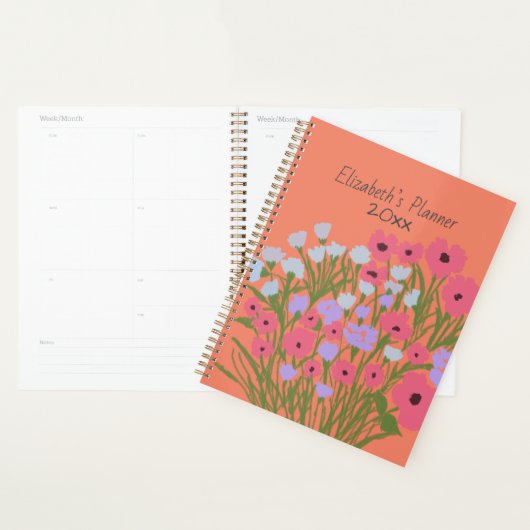 Kleurrijke bloemencharme + aangepaste naam planner (Display)