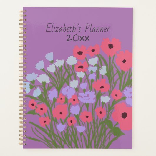 Kleurrijke  bloemencharme + aangepaste naam planner (Voorkant)