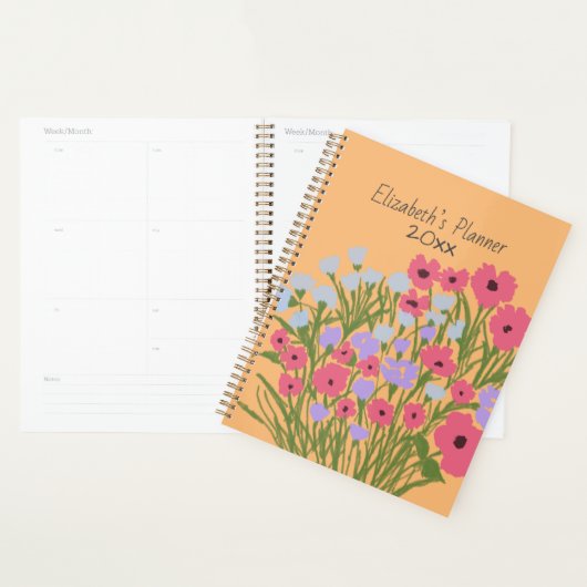 Kleurrijke bloemencharme + aangepaste naam planner (Display)