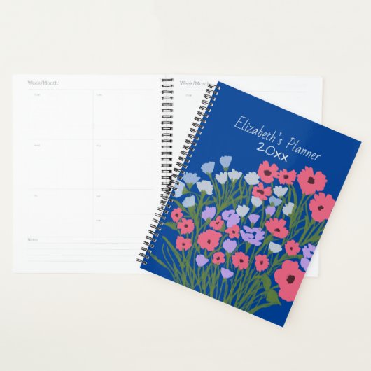 Kleurrijke  bloemencharme + aangepaste naam planner (Display)