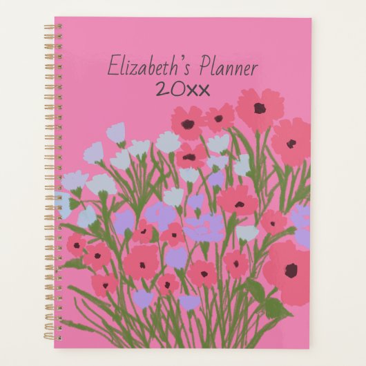 Kleurrijke  bloemencharme + aangepaste naam planner (Voorkant)