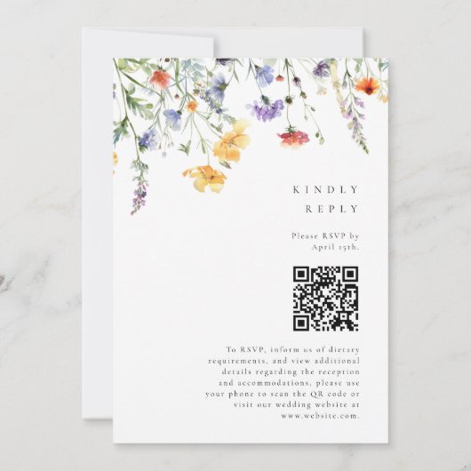 Kleurrijke Bloemencode QR Code Bruiloft Kaart (Achterkant)