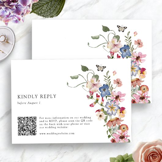 Kleurrijke Bloemencode QR Code RSVP Kaartje