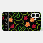 Kleurrijke Bloemendamask Zonnebloem Boho Zwart Vol Case-Mate iPhone Case (Achterkant (horizontaal))