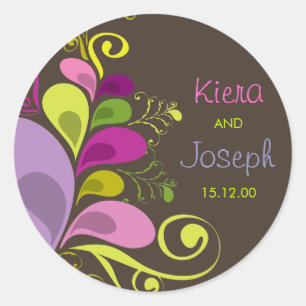 Kleurrijke bloemendeco bladeren zomerbruiloft Stic Ronde Sticker