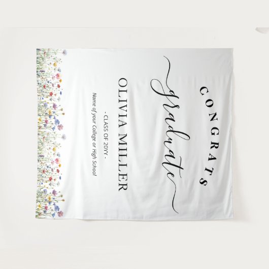 kleurrijke bloemendecor Afstuderen Achtergrond dec Wandkleed (Voorkant (horizontaal))