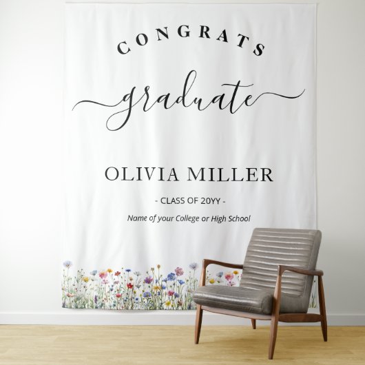 kleurrijke bloemendecor Afstuderen Achtergrond dec Wandkleed (In situ)