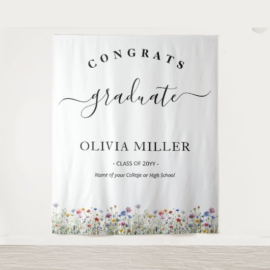 kleurrijke bloemendecor Afstuderen Achtergrond dec Wandkleed (Voorkant)