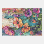 Kleurrijke  bloemendecoupage rustieke textuur inpakpapier vel (Voorkant)