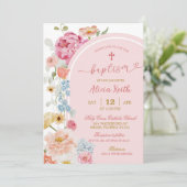 Kleurrijke Bloemendoop Uitnodiging (Staand voorkant)