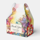 Kleurrijke bloemendoos met gunsten bedankdoosjes (Voorkant Zijde)