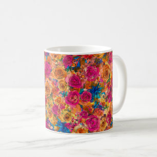 Kleurrijke bloemendrinkbeker voor thuis koffiemok