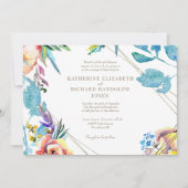 Kleurrijke bloemenelegante horizontale bruiloft kaart (Voorkant)