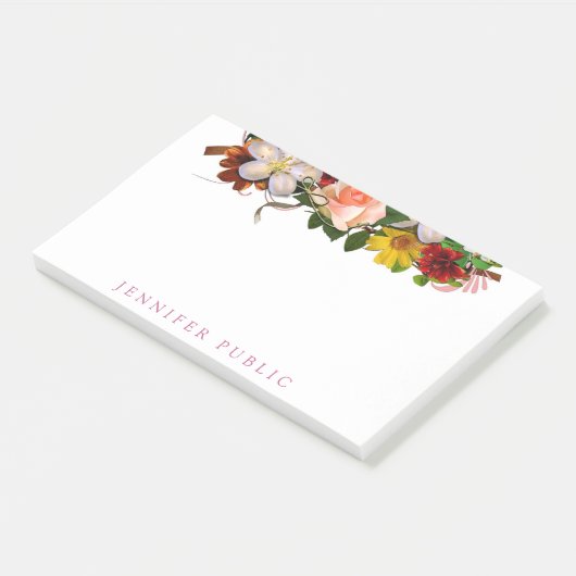 Kleurrijke bloemenelegante moderne Waterverf Sjabl Post-it® Notes (Schuin)