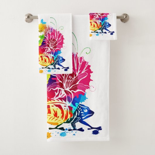 Kleurrijke bloemenerhagedis bad handdoek (Insitu)