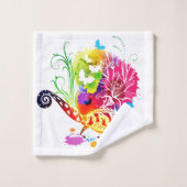 Kleurrijke bloemenerhagedis bad handdoek (Wasdoekje)