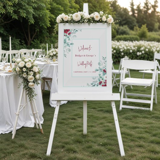 Kleurrijke bloemeneucalyptus Frosted bruiloft Welk Acryl Bord