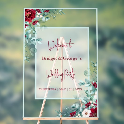 Kleurrijke bloemeneucalyptus Frosted bruiloft Welk Acryl Bord (Neutraal)