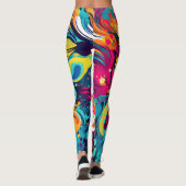 Kleurrijke bloemenexplosie: Abstracte bloemwerveli Leggings (Achterkant)
