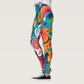 Kleurrijke bloemenexplosie: Abstracte bloemwerveli Leggings (Links)