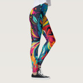 Kleurrijke bloemenexplosie: Abstracte bloemwerveli Leggings (Rechts)