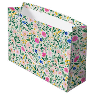 Kleurrijke bloemengegiftbag groot cadeauzakje